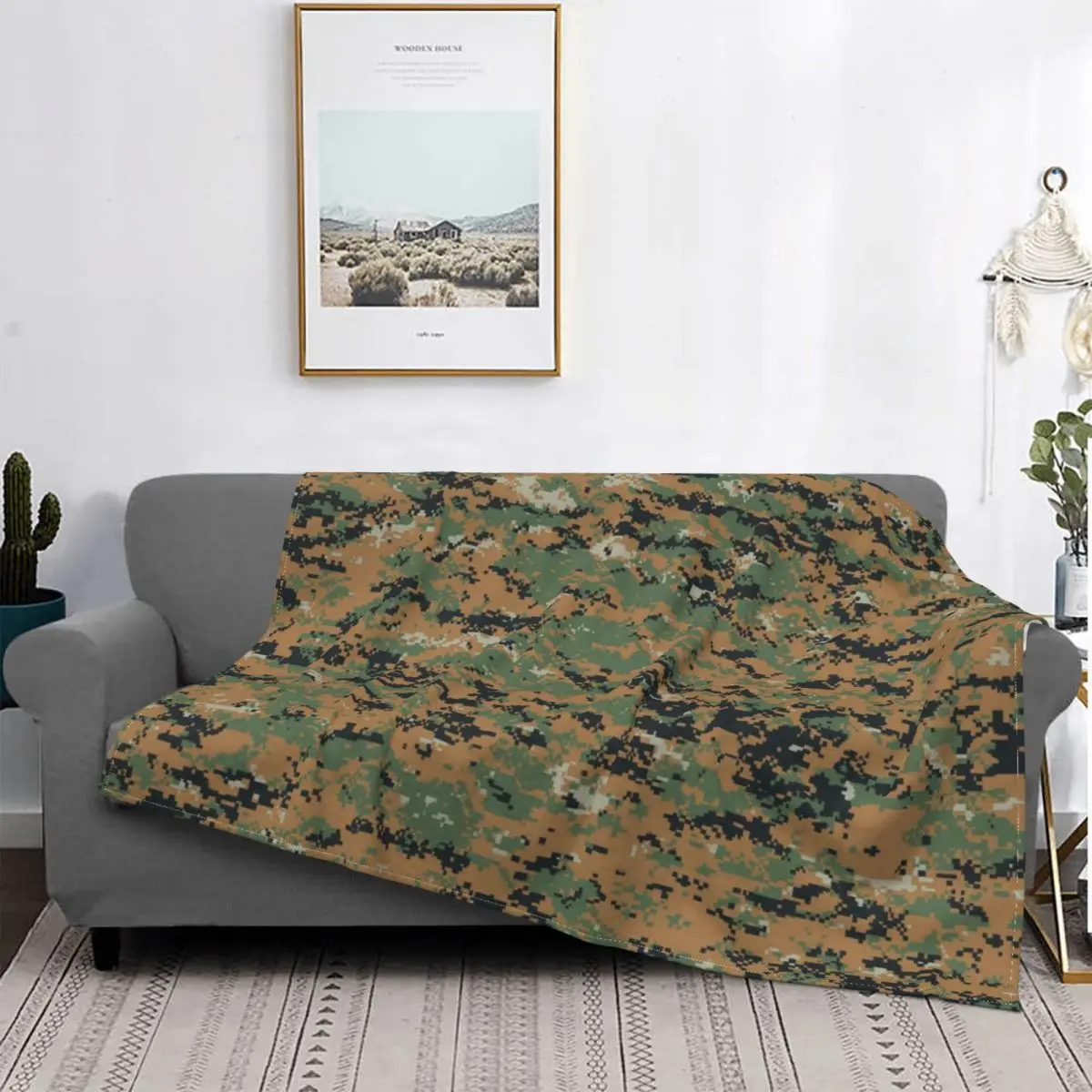 

MARPAT Woodland Camouflage Camo Blankets Fleece Summer Military Multifunction Super Warm Throw Blanket for Sofa Office Rug Piece