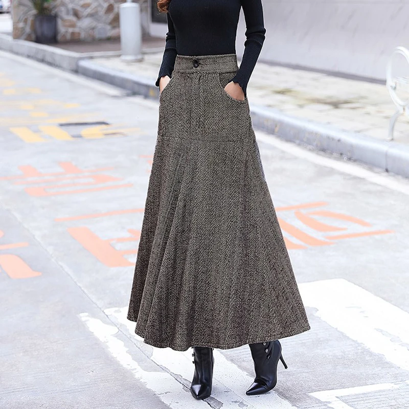 Woolen Skirt korean Vintage skirt Autumn Winter 2021 New Striped Dress High Waist A- line Dress Thicken Midi Long Skirt 818F
Woolen Skirt korean Vintage skirt Autumn Winter 2021 New Striped Dress High Waist A- line Dress Thicken Midi Long Skirt 818F