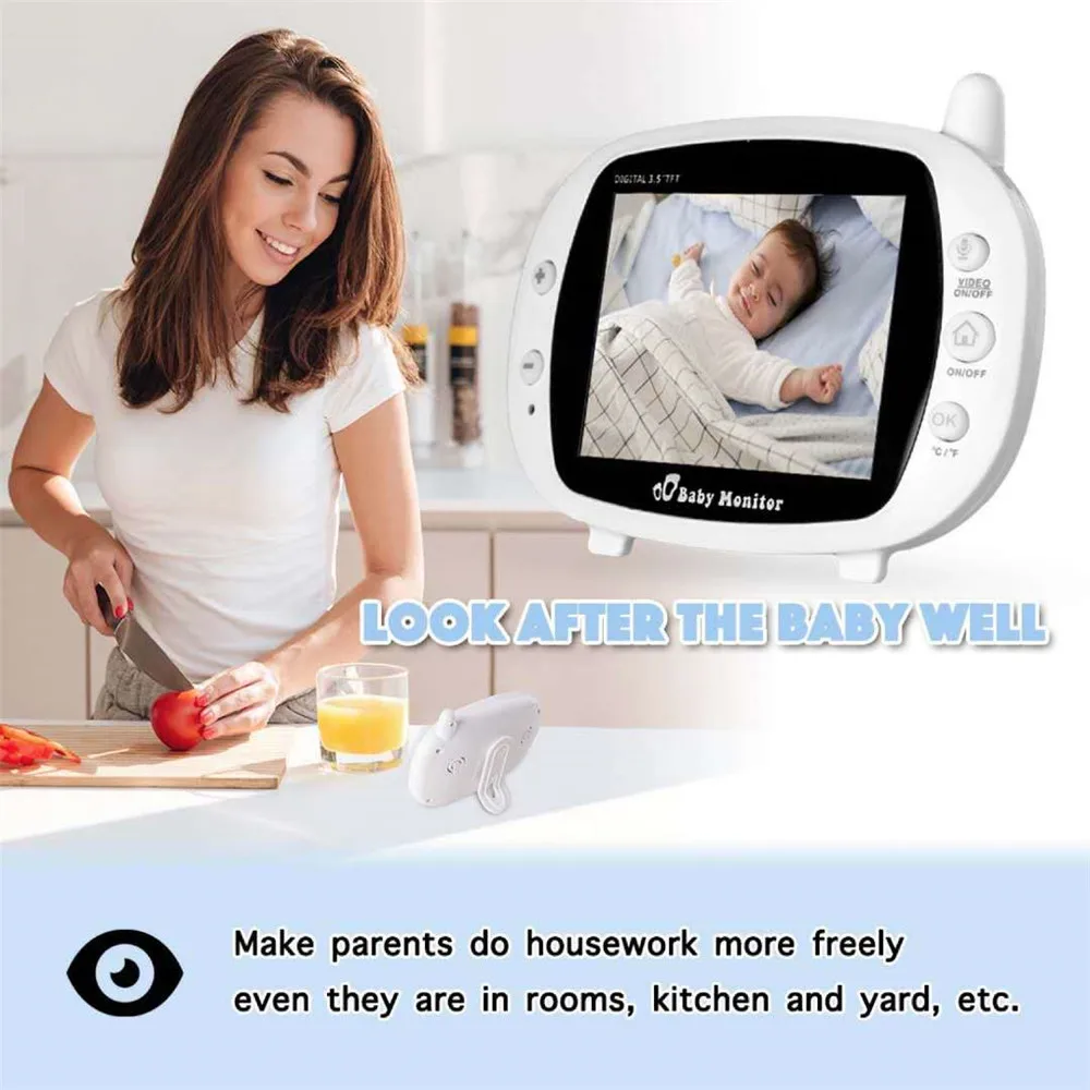 3.5 inch Wireless High Resolution Baby Monitor Nanny Security Camera Night Vision Temperature Monitoring | Безопасность и защита