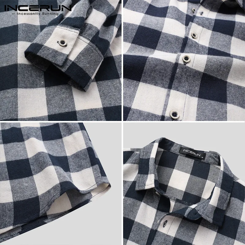 INCERUN Mens Fashion Plaid Shirts Mens Long Sleeve Lapel Camisa Autumn Casual Cotton Blusas Harajuku Grid Blouse Streetwear 5XL
INCERUN Mens Fashion Plaid Shirts Mens Long Sleeve Lapel Camisa Autumn Casual Cotton Blusas Harajuku Grid Blouse Streetwear 5XL