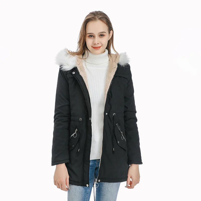 Winter Women Coat Casual Parkas Elegant Thickened Cotton Clothes Medium Length Big Hair Collar Hooded Brazilian Ladies Outwear
Winter Women Coat Casual Parkas Elegant Thickened Cotton Clothes Medium Length Big Hair Collar Hooded Brazilian Ladies Outwear