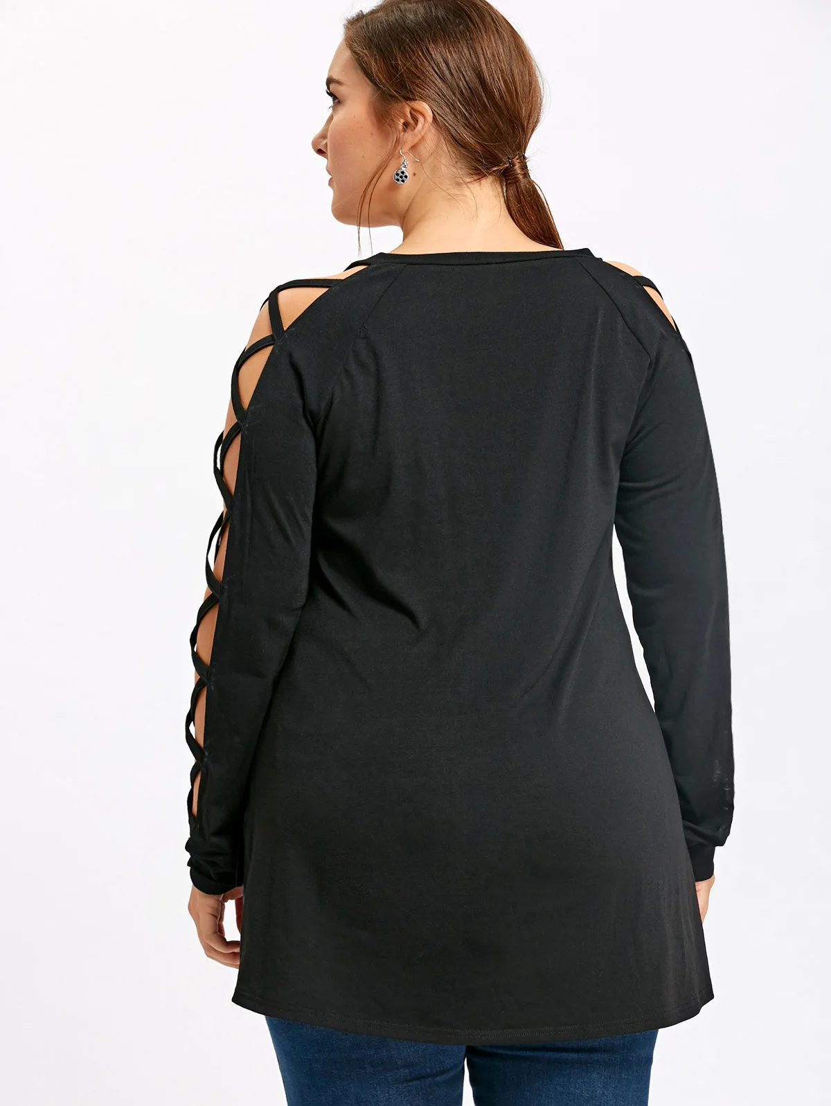 New off shoulder hollow cross grid Long Sleeve T-Shirt Large women's 9876
New off shoulder hollow cross grid Long Sleeve T-Shirt Large women's 9876