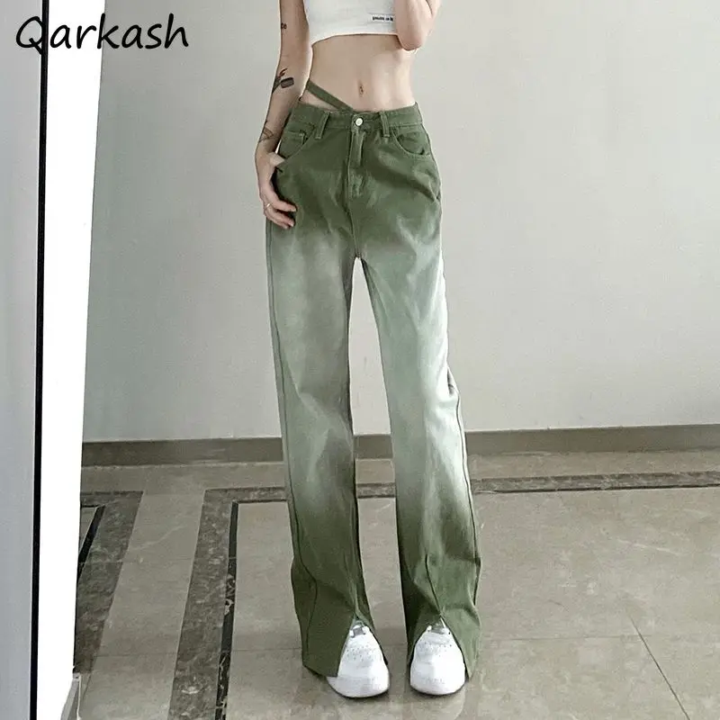 Gradient Jeans Women Side-slit Design High Street All-match Stylish Korean Style Straight Vintage Tender Female Elegant Cool Ins
Gradient Jeans Women Side-slit Design High Street All-match Stylish Korean Style Straight Vintage Tender Female Elegant Cool Ins
