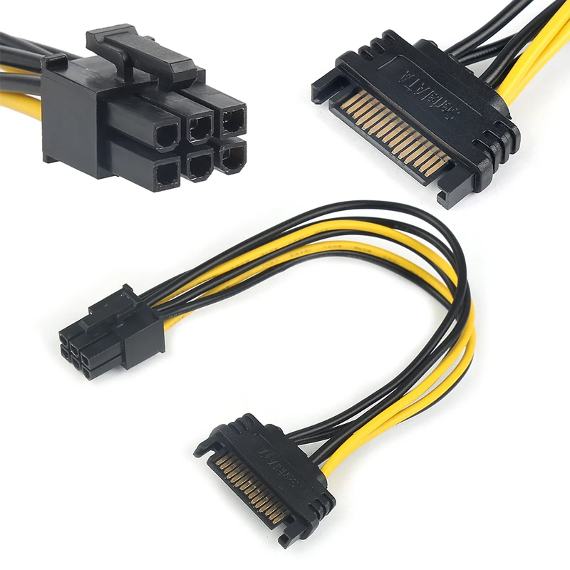 

15-pin SATA Мощность до 6-pin PCI для компьютера ноутбук адаптер переменного тока кабель 20 см Кабель-адаптер конвертер Мощность шнур компьютерный ка...