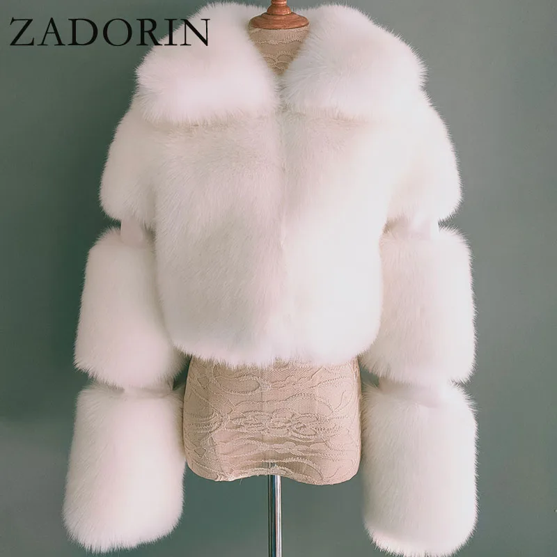 ZADORIN Новое поступление Укороченная шуба из искусственного лисьего меха для