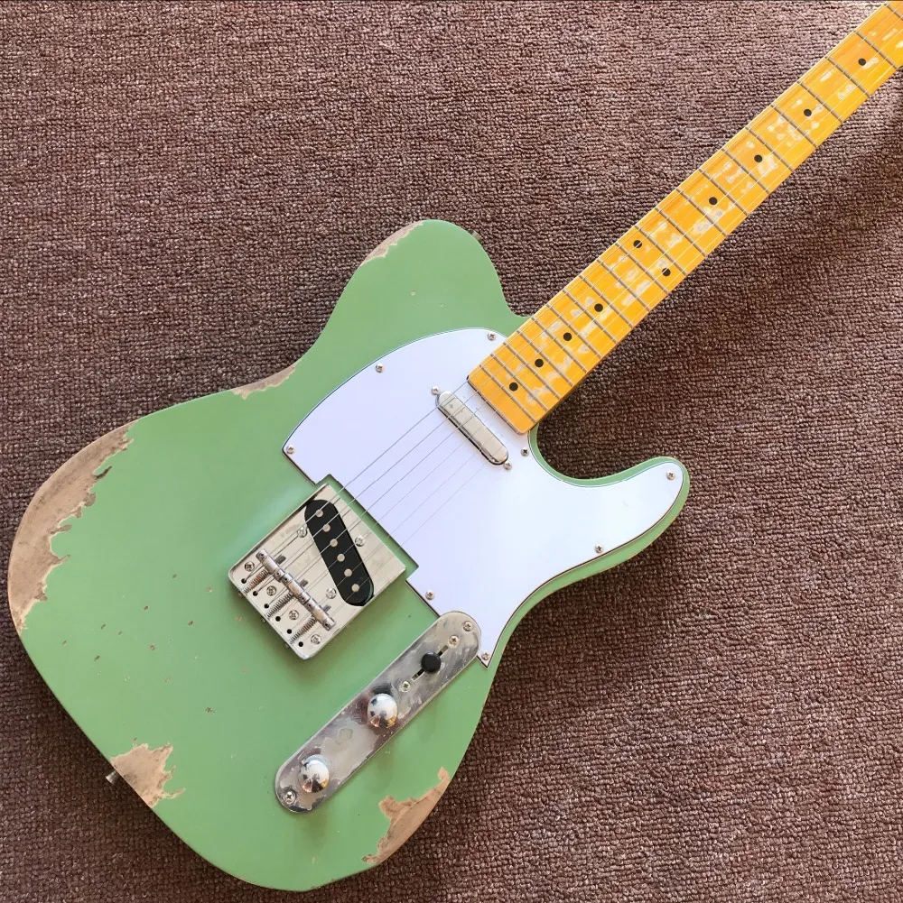 custom shop,6 Strings Maple fingerboard Electric Guitar,green color gitaar relics by hands guitarra
custom shop,6 Strings Maple fingerboard Electric Guitar,green color gitaar relics by hands guitarra