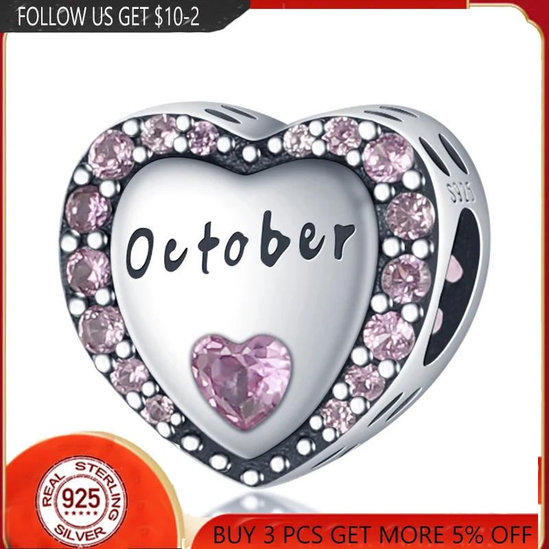 NEW 100% Silver Color October Heart Bead Charms Fit Original 925 Pandora Bracelets Bangle Make DIY For Women Jewelry Gift
NEW 100% Silver Color October Heart Bead Charms Fit Original 925 Pandora Bracelets Bangle Make DIY For Women Jewelry Gift