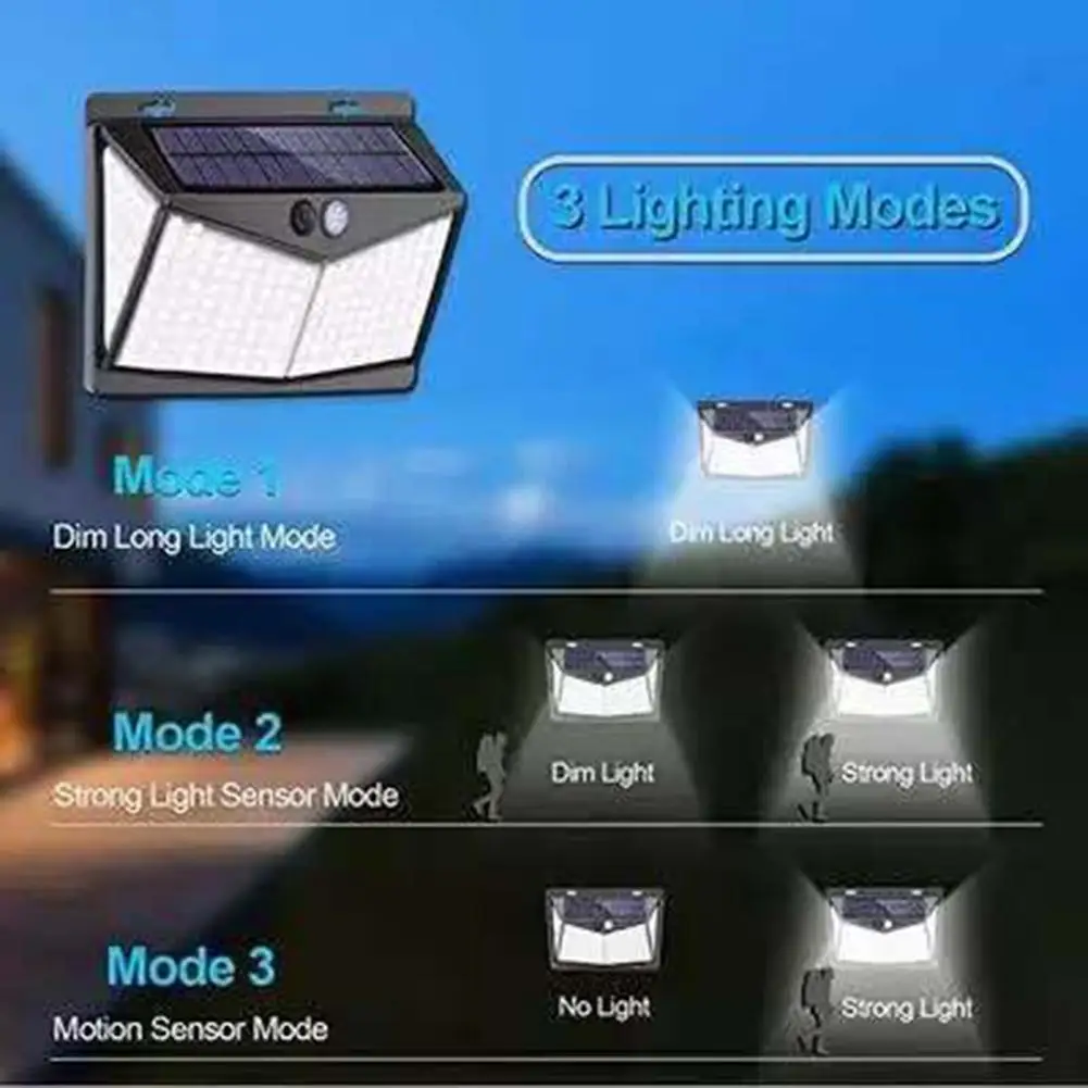 208LED Solar Wall Light Portable Human Sensor Street Light with 3 Lighting Modes for Outdoor Wall Garden Courtryard
208LED Solar Wall Light Portable Human Sensor Street Light with 3 Lighting Modes for Outdoor Wall Garden Courtryard