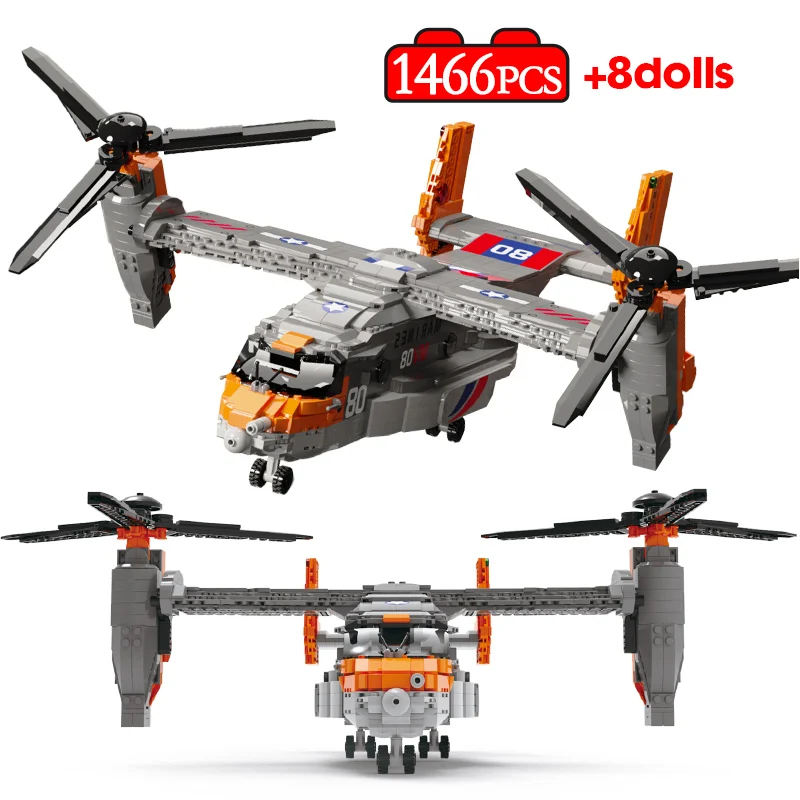 1466PCS Military V-22 Fighter Technical Helicopter Building Blocks City Police WW2 Airplane Figure Bricks Toys For Children Boys
1466PCS Military V-22 Fighter Technical Helicopter Building Blocks City Police WW2 Airplane Figure Bricks Toys For Children Boys