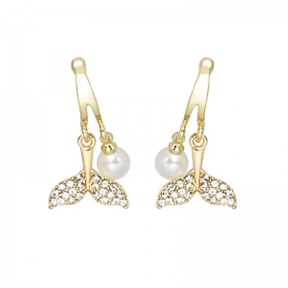 925 silver needle Korea full diamond fishtail pearl new simple girly exquisite earrings women
925 silver needle Korea full diamond fishtail pearl new simple girly exquisite earrings women