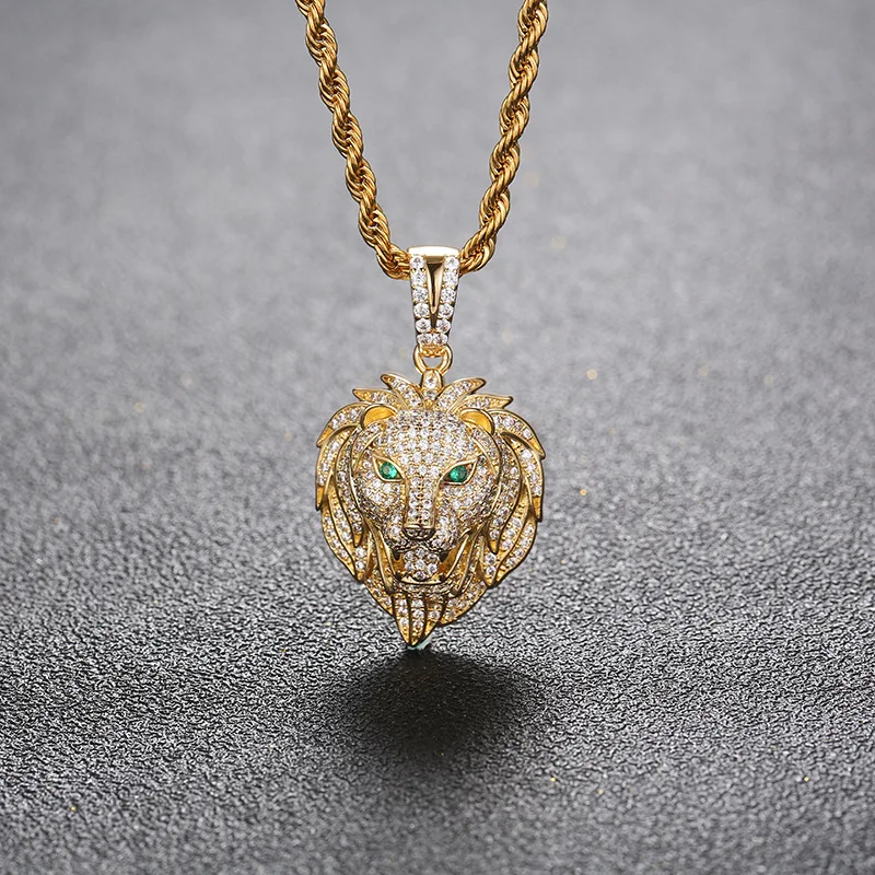 Hip Hop Prong Setting AAA CZ Stone Bling Iced Out Green Eye Male Lion Pendant Necklace for Men Rapper Jewelry Gold Silver Color
Hip Hop Prong Setting AAA CZ Stone Bling Iced Out Green Eye Male Lion Pendant Necklace for Men Rapper Jewelry Gold Silver Color