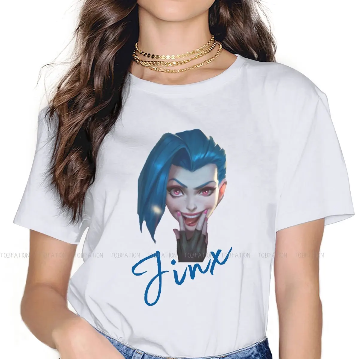 Футболка Jinx с изображением лица для женщин, футболки с изображением арканской Лиги Легенд, хлопковые топы в стиле Харадзюку, Базовая футбол...
Футболка Jinx с изображением лица для женщин, футболки с изображением арканской Лиги Легенд, хлопковые топы в стиле Харадзюку, Базовая футбол...