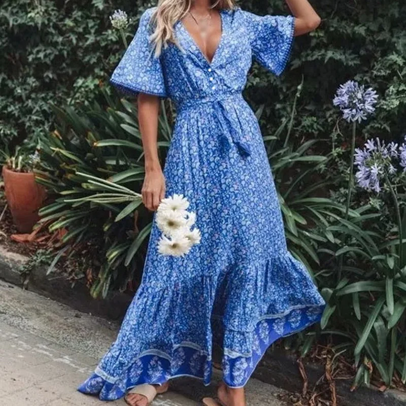 Ретро Макси платье для женщин летние шорты рукавом v-образный вырез с высокой талией платье Цветочный принт в стиле «Бохо Пляжное длинное пл...
Ретро Макси платье для женщин летние шорты рукавом v-образный вырез с высокой талией платье Цветочный принт в стиле «Бохо Пляжное длинное пл...