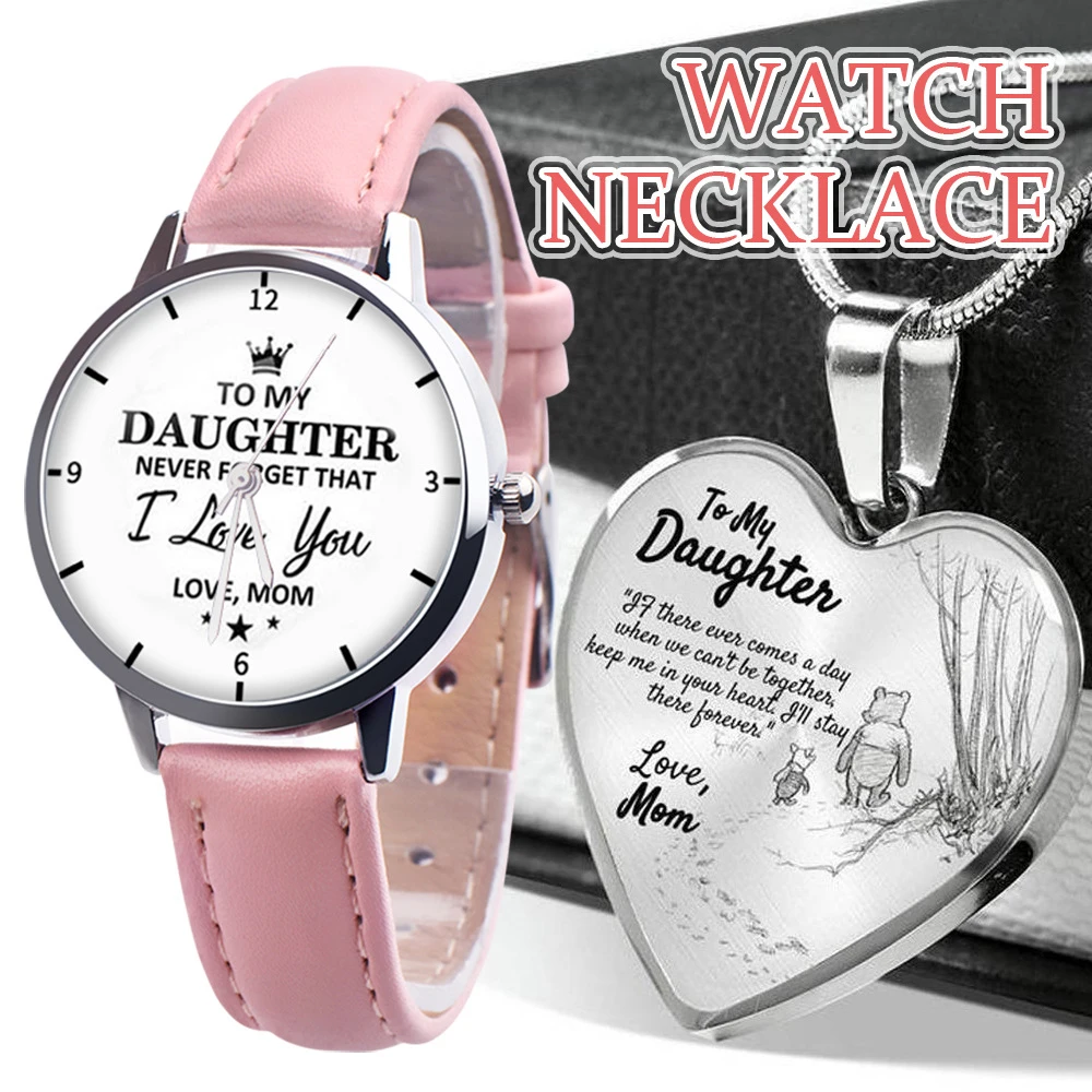 

Newly To My Daughter Personalized Watch Quartz with Faux Leather Strap Gift from Mom