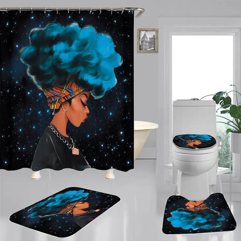 African Woman Blue Polyester Fabric Shower Curtain Non-Slip Bath Mat Toilet Lid Cover Rugs Home Bathroom Decor Set
African Woman Blue Polyester Fabric Shower Curtain Non-Slip Bath Mat Toilet Lid Cover Rugs Home Bathroom Decor Set