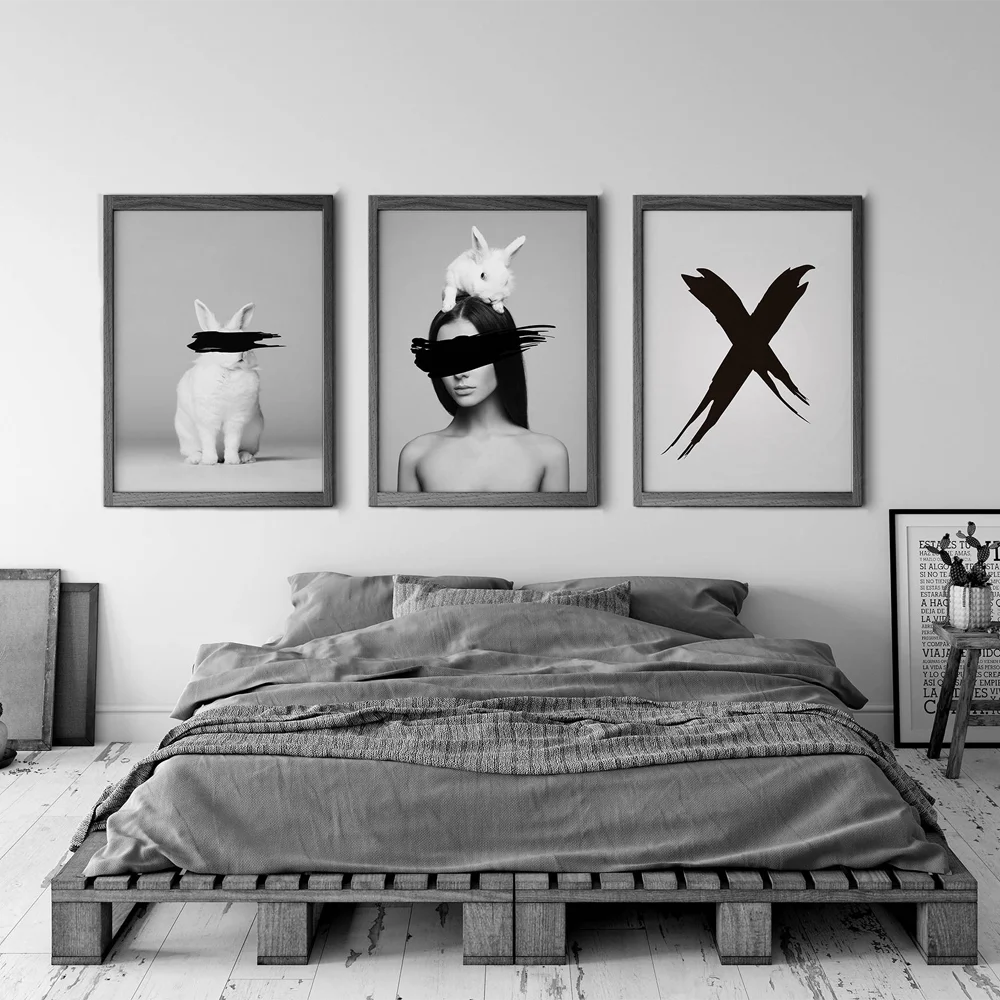 Fashion Black White Rabbit with Girl Canvas Painting Art Nordic Posters and Prints Wall Pictures for Living Room Decor Frameless
Fashion Black White Rabbit with Girl Canvas Painting Art Nordic Posters and Prints Wall Pictures for Living Room Decor Frameless