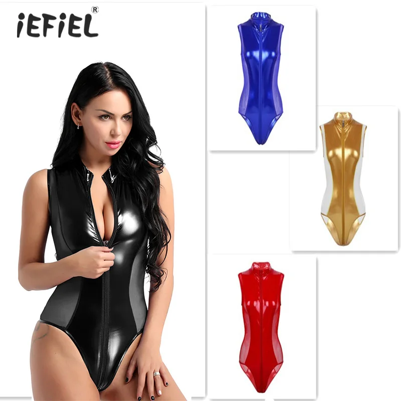 Women Sexy High Cut Zipper Open Crotch Bodysuit Latex Catsuit One Piece Swimsuit Wet Look Shiny Patent Leather Bodysuit Clubwear
Women Sexy High Cut Zipper Open Crotch Bodysuit Latex Catsuit One Piece Swimsuit Wet Look Shiny Patent Leather Bodysuit Clubwear