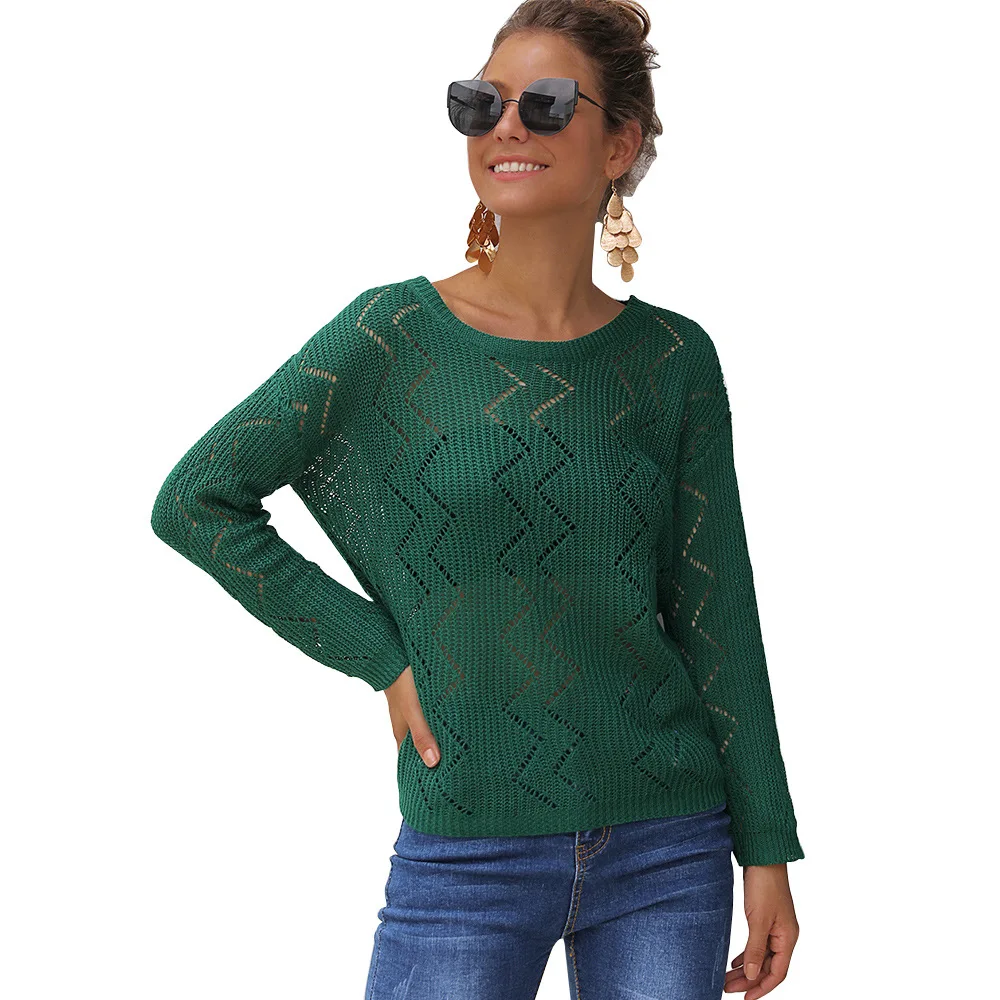 New style bat base wave long-sleeved round neck sweater European and American women's sweater
New style bat base wave long-sleeved round neck sweater European and American women's sweater