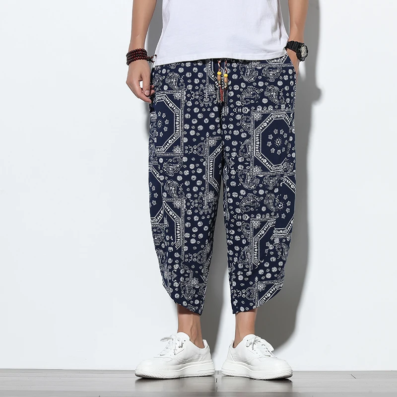 2023 New Summer Men's Harem Pants Streetwear Men Loose Casual Pants Ankle Length Trousers Men Printed Wide Leg Pants Pantalon
2023 New Summer Men's Harem Pants Streetwear Men Loose Casual Pants Ankle Length Trousers Men Printed Wide Leg Pants Pantalon