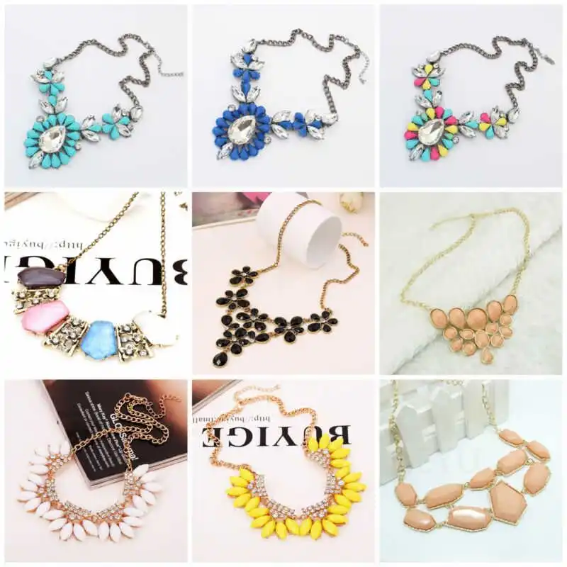 

Exaggerated Short Necklace Fashion Resin Women Pendant Choker Necklace Flower Stylish Fluorescent Necklace Statement Jewelry