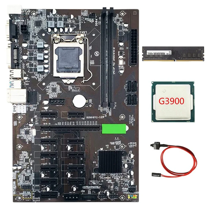 Материнская плата B250 BTC для майнера, 12 PCIE 16X, графическая карта LGA1151 с DDR4, 4 Гб, 2133 МГц, ОЗУ + кабель переключения + процессор G3900
Материнская плата B250 BTC для майнера, 12 PCIE 16X, графическая карта LGA1151 с DDR4, 4 Гб, 2133 МГц, ОЗУ + кабель переключения + процессор G3900