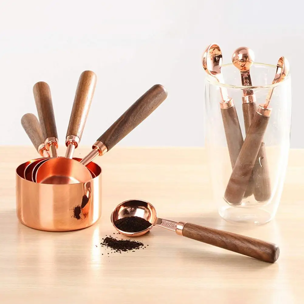 

4Pcs Measuring Cup Eco-friendly Rust-proof Stainless Steel Plating Measuring Cup Spoon for Home