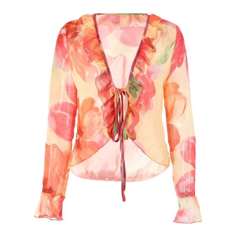 Y2K Long Sleeve V Neck Bandage Cropped Tops Women Sexy Ruffles 2021 Spring Summer Casual Shirt Top Party Beach Chiffon Tops
Y2K Long Sleeve V Neck Bandage Cropped Tops Women Sexy Ruffles 2021 Spring Summer Casual Shirt Top Party Beach Chiffon Tops