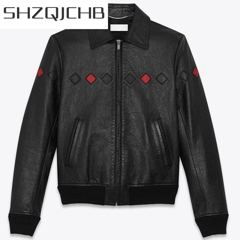 JCHB 2021 High Quality Brand Mens Jacket Cowhide Genuine Leather Coat Fashion Argyle Loose Lapel Long Sleeve Outerwear Black Bom
JCHB 2021 High Quality Brand Mens Jacket Cowhide Genuine Leather Coat Fashion Argyle Loose Lapel Long Sleeve Outerwear Black Bom