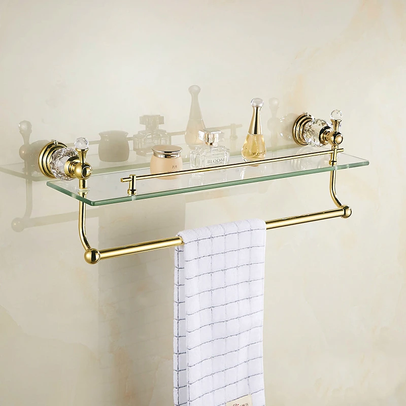 Polished Gold Bathroom Accessories Set with Crystal Towel Rack Shelf Toilet Brush Holder Towel Ring Paper Holder
Polished Gold Bathroom Accessories Set with Crystal Towel Rack Shelf Toilet Brush Holder Towel Ring Paper Holder