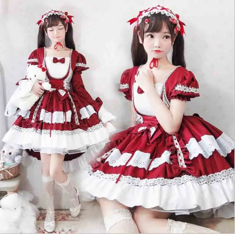 Gothic Lolita Dress Girls OP Removable Long Sleeve Lolita Dress Female Cosplay Maid Costume Red Lolita For Women Girls Plus Size
Gothic Lolita Dress Girls OP Removable Long Sleeve Lolita Dress Female Cosplay Maid Costume Red Lolita For Women Girls Plus Size