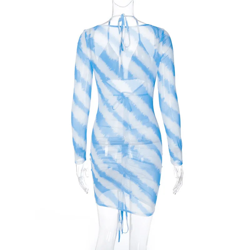 Tie Dye Mesh Dress Women Summer Beach 2 Pieces Bra Mini Dresses 2021 Ruched Bandage Swimwear Blue Ruched Bodycon Two Piece Sets
Tie Dye Mesh Dress Women Summer Beach 2 Pieces Bra Mini Dresses 2021 Ruched Bandage Swimwear Blue Ruched Bodycon Two Piece Sets