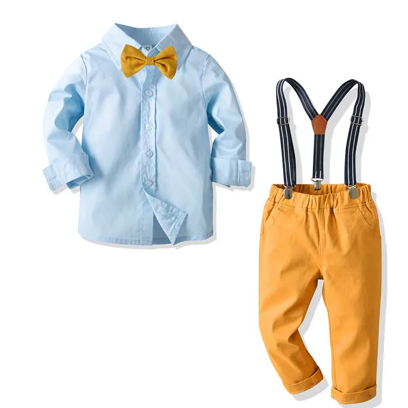 

Костюмы для мальчиков детское торжественное платье джентльмена Детская рубашка и штаны комплекты из 3 предметов с галстуком-бабочкой детск...