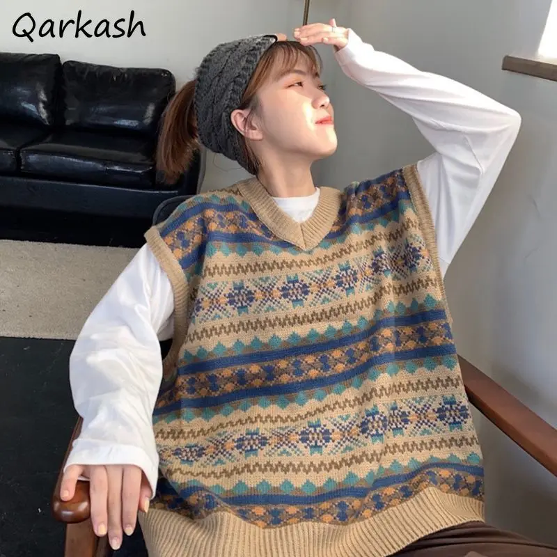 Sweater Vests Women Vintage Autumn Couple Baggy Knitted Casual Fashion Striped Female V-neck Sleeveless Ins Popular New Clothing
Sweater Vests Women Vintage Autumn Couple Baggy Knitted Casual Fashion Striped Female V-neck Sleeveless Ins Popular New Clothing