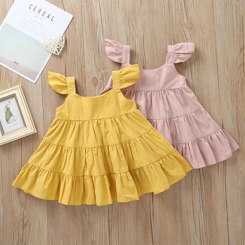 Sweet Kids Fly Sleeve Ruffles Newborn Girls Clothes Princess Pink Yellow Color Ins Summer Holiday Fashion Dresses
Sweet Kids Fly Sleeve Ruffles Newborn Girls Clothes Princess Pink Yellow Color Ins Summer Holiday Fashion Dresses