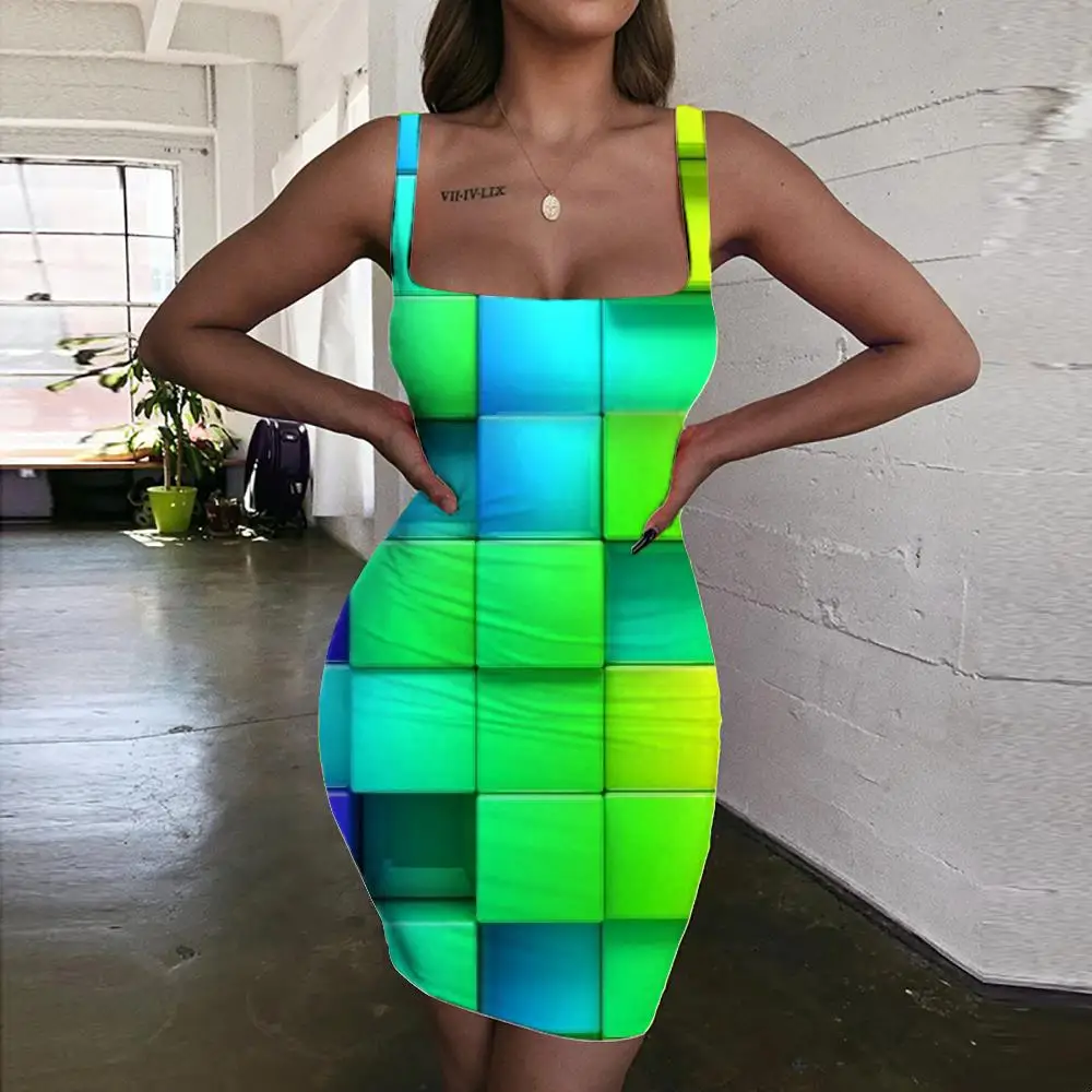 Giyu Brand Rainbow Dress Women Colorful Halter Sleeveless Cube 3d Print Geometry Bodycon Dress Womens Clothing Summer Short Boho
Giyu Brand Rainbow Dress Women Colorful Halter Sleeveless Cube 3d Print Geometry Bodycon Dress Womens Clothing Summer Short Boho