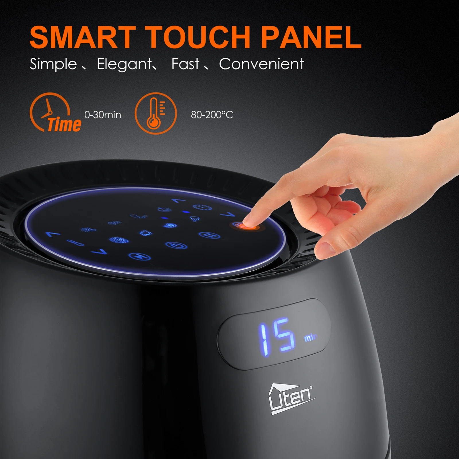 Uten 6.5L Air Fryer with Digital Display Electric Non-Stick Oven Oilless Health Cooker 8 Cooking Preset and Adjustable Temp/Time
Uten 6.5L Air Fryer with Digital Display Electric Non-Stick Oven Oilless Health Cooker 8 Cooking Preset and Adjustable Temp/Time
