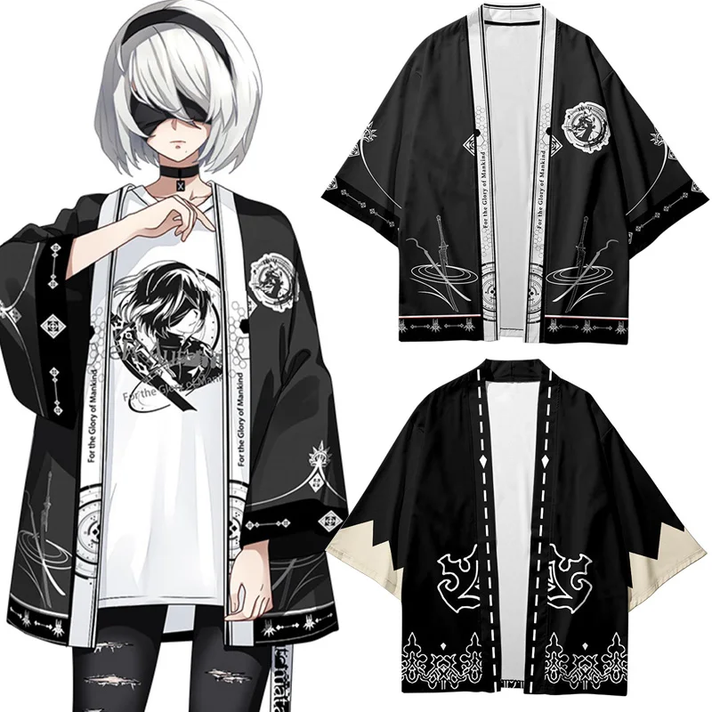 

Game NieR:Automata YoRHa No.2 Type B Cosplay Costume Casual 3D Printing Kimono Yukata Casual Tops Coats Jacket Women Men