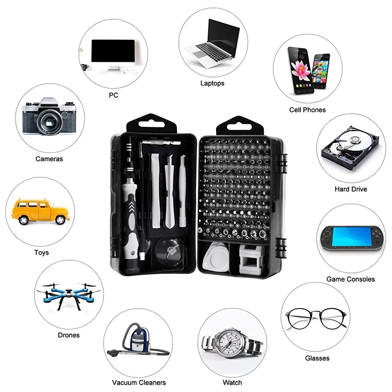 120 in 1 Precision Screwdrivers Set Mini Screwdriver Kit Set Electronices DIY Repair Tools Kit for Phone Laptop Watch 
120 in 1 Precision Screwdrivers Set Mini Screwdriver Kit Set Electronices DIY Repair Tools Kit for Phone Laptop Watch