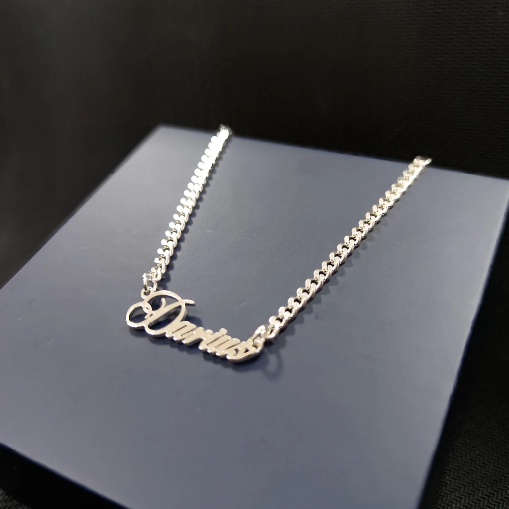 Custom Name Necklace Pendant For Women Silver Cuban Chain Stainless Steel Jewelry Fashionable Female Accessory
Custom Name Necklace Pendant For Women Silver Cuban Chain Stainless Steel Jewelry Fashionable Female Accessory