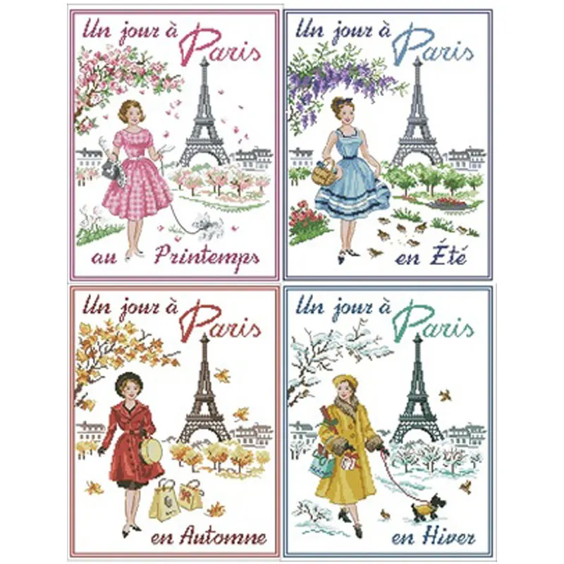 Four seasons in Paris patterns Counted Cross Stitch 11CT 14CT DIY Chinese Cross Stitch Kit Embroidery Needlework Sets home decor
Four seasons in Paris patterns Counted Cross Stitch 11CT 14CT DIY Chinese Cross Stitch Kit Embroidery Needlework Sets home decor