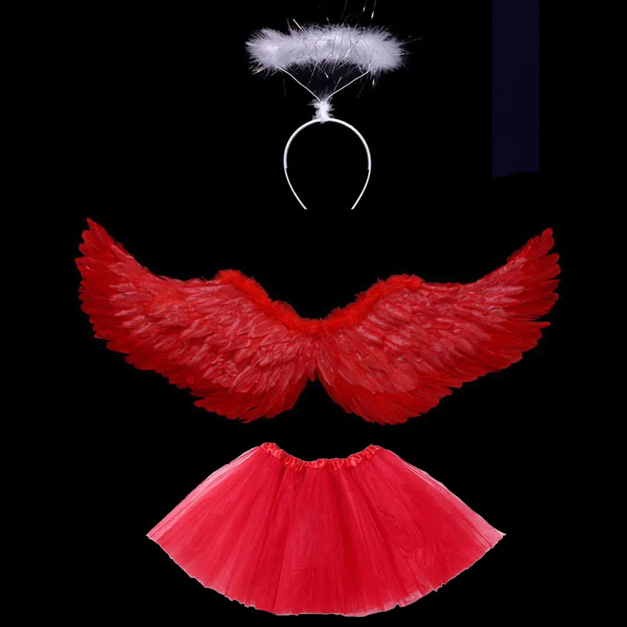 Костюм для детей Женская юбка-пачка с крыльями ангела и перьями повязка на голову