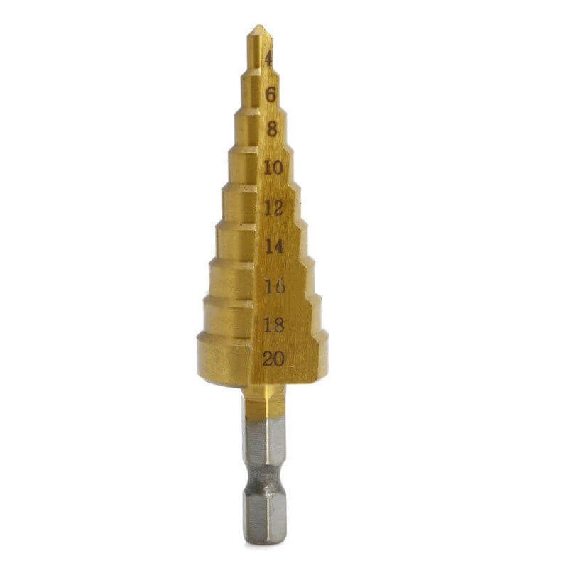 6.35mm Hex Shank HSS Step Drill Bit Steel Wood Plastic Hole Cutter Dint Tool Drilling Bit Accessories 4-12mm 4-20mm 4-32mm
6.35mm Hex Shank HSS Step Drill Bit Steel Wood Plastic Hole Cutter Dint Tool Drilling Bit Accessories 4-12mm 4-20mm 4-32mm