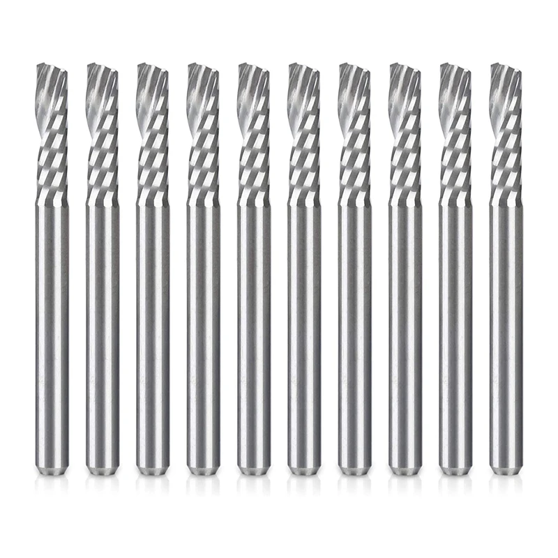 10 Pack CNC Router Bits 1/8 inch Shank Spiral Upcut Router Bit Single Flute End Mill Set Milling Cutter Tungsten Steel Engraving
10 Pack CNC Router Bits 1/8 inch Shank Spiral Upcut Router Bit Single Flute End Mill Set Milling Cutter Tungsten Steel Engraving