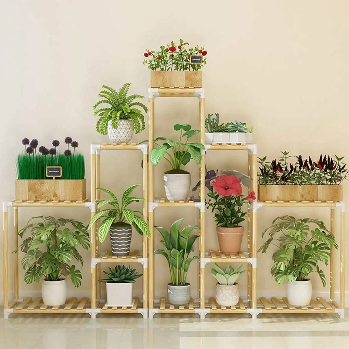 Multi-layer Wooden Flower Rack Plant Stand Flower Stand Shelves Balcony Flower Shelf Coffee Bar Indoor Garden Wood Plant Stand 
Multi-layer Wooden Flower Rack Plant Stand Flower Stand Shelves Balcony Flower Shelf Coffee Bar Indoor Garden Wood Plant Stand