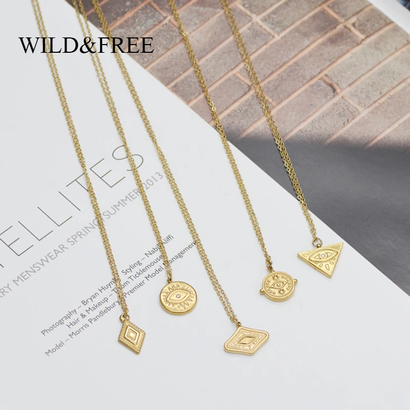 Stainless Steel Simple Gold Plated Round Eyes Pendant Necklace For Women Triangle Geometric Minimalist Pendant Necklaces Gift
Stainless Steel Simple Gold Plated Round Eyes Pendant Necklace For Women Triangle Geometric Minimalist Pendant Necklaces Gift