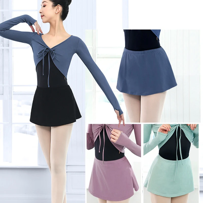 Women Dance Skirt Ballet Crop Tops Ballet Skorts Adult Long Sleeve Cotton Dance T shirt Clothes Ballerina Dancewear Costumes 
Women Dance Skirt Ballet Crop Tops Ballet Skorts Adult Long Sleeve Cotton Dance T shirt Clothes Ballerina Dancewear Costumes