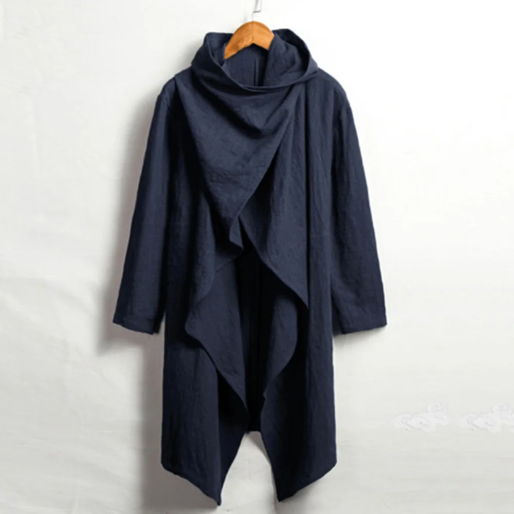 Men Spring Summer Gothic Punk Long Sleeve Cape Ruffle Shawl Midi Cardigan Coat | Мужская одежда
