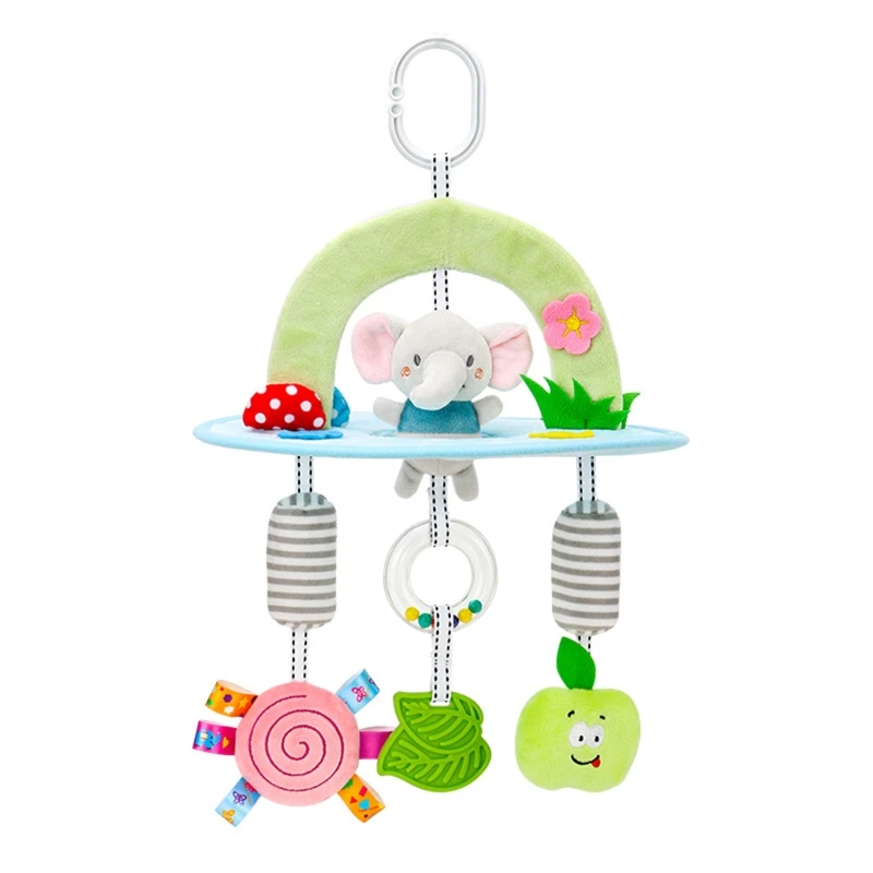 Baby Crib Musical Mobile Rattles Rotating Bed Bell Plush Pendant Soothing Toys