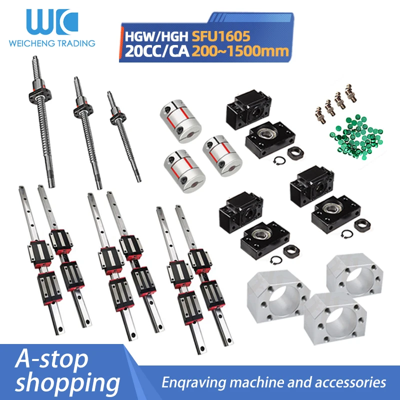 3 axis 4aixs CNC guide 20mm linear rails linear guides HGR20 HG20 16mm ball screw RM16 SFU1605 set uides for CNC parts router
3 axis 4aixs CNC guide 20mm linear rails linear guides HGR20 HG20 16mm ball screw RM16 SFU1605 set uides for CNC parts router