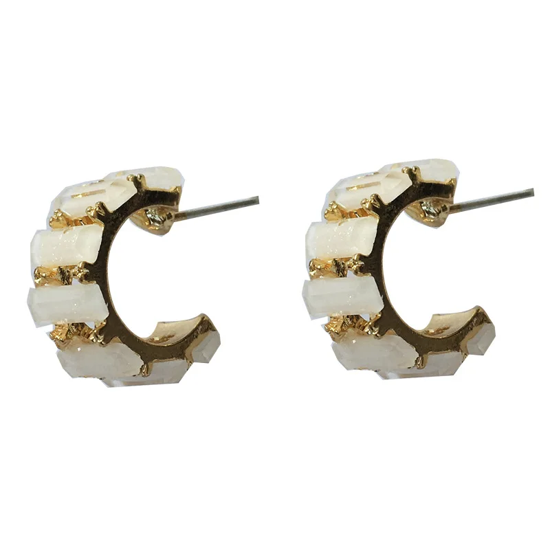Korean Cute Rhinestone C Shaped Circle Round Geometric Hoop Earrings For Women Girl Wedding Party Simple Elegant Jewelry
Korean Cute Rhinestone C Shaped Circle Round Geometric Hoop Earrings For Women Girl Wedding Party Simple Elegant Jewelry